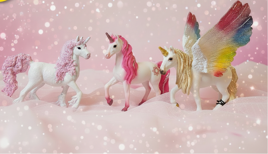 3 unicorni cu bulina galbena