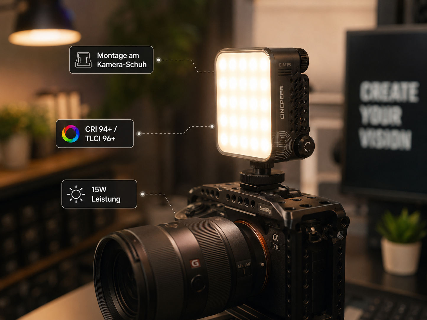 ZHIYUN CINEPEER CM15 15W RGB LED Videoleuchte – geprüfte B-Ware