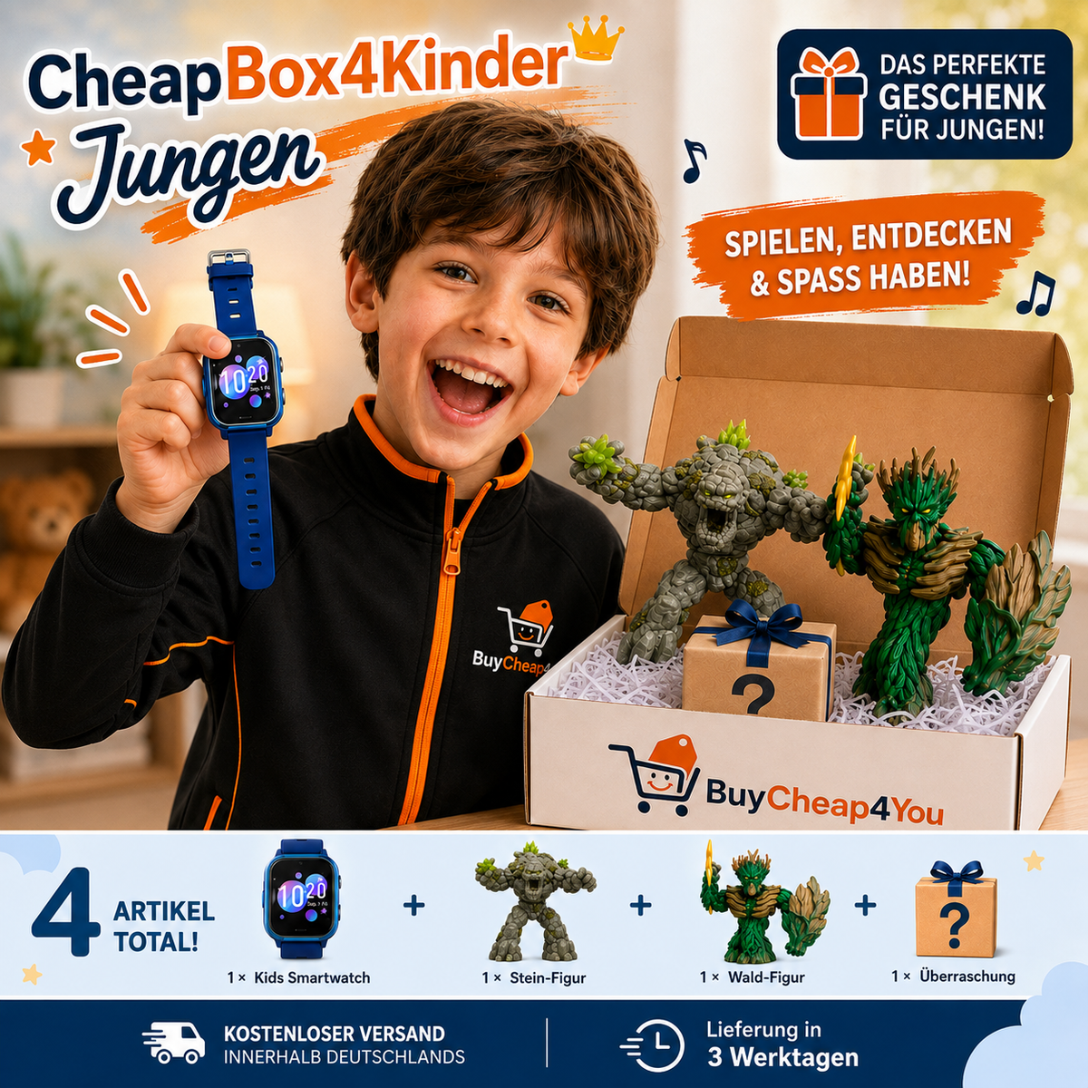 CheapBox4Kinder N°1 – Smartwatch + 2 Schleich ELDRADOR Figuren + Überraschung
