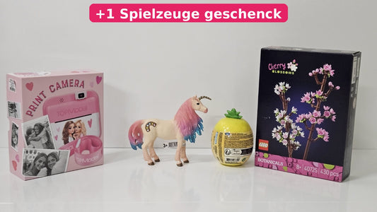 CheapBox4Kinder Mädchen N°10 mit TOPModel Print Camera, LEGO Cherry Blossoms, Einhorn, Ananas-Spielzeug und +1 Spielzeuge geschenck