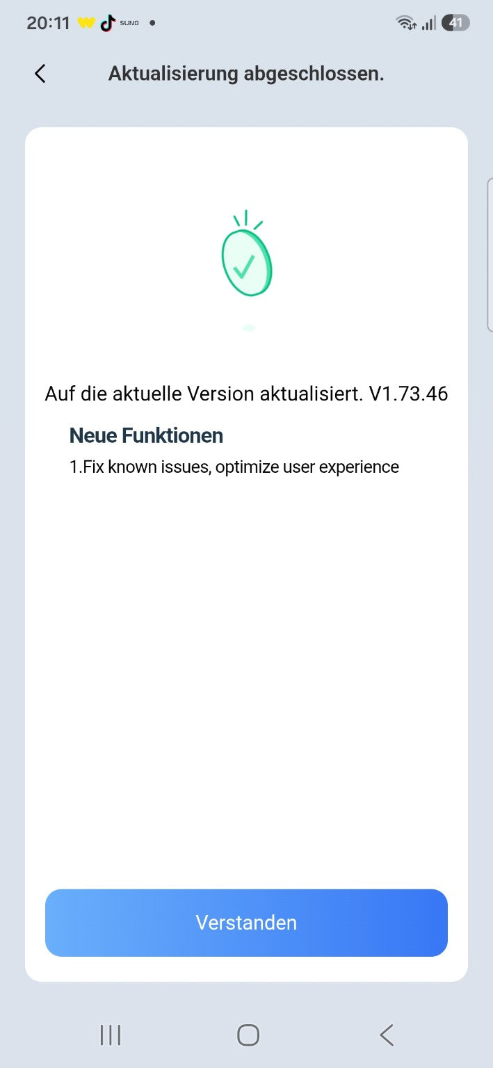ECOVACS HOME App – Firmware-Aktualisierung abgeschlossen