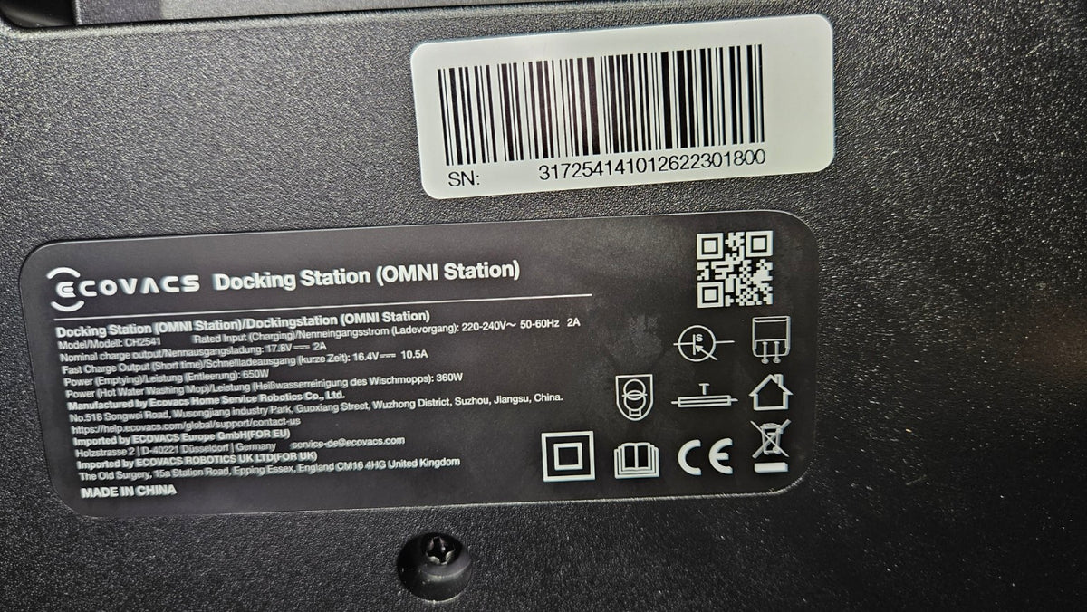 ECOVACS OMNI Station – Typenschild Originalfoto