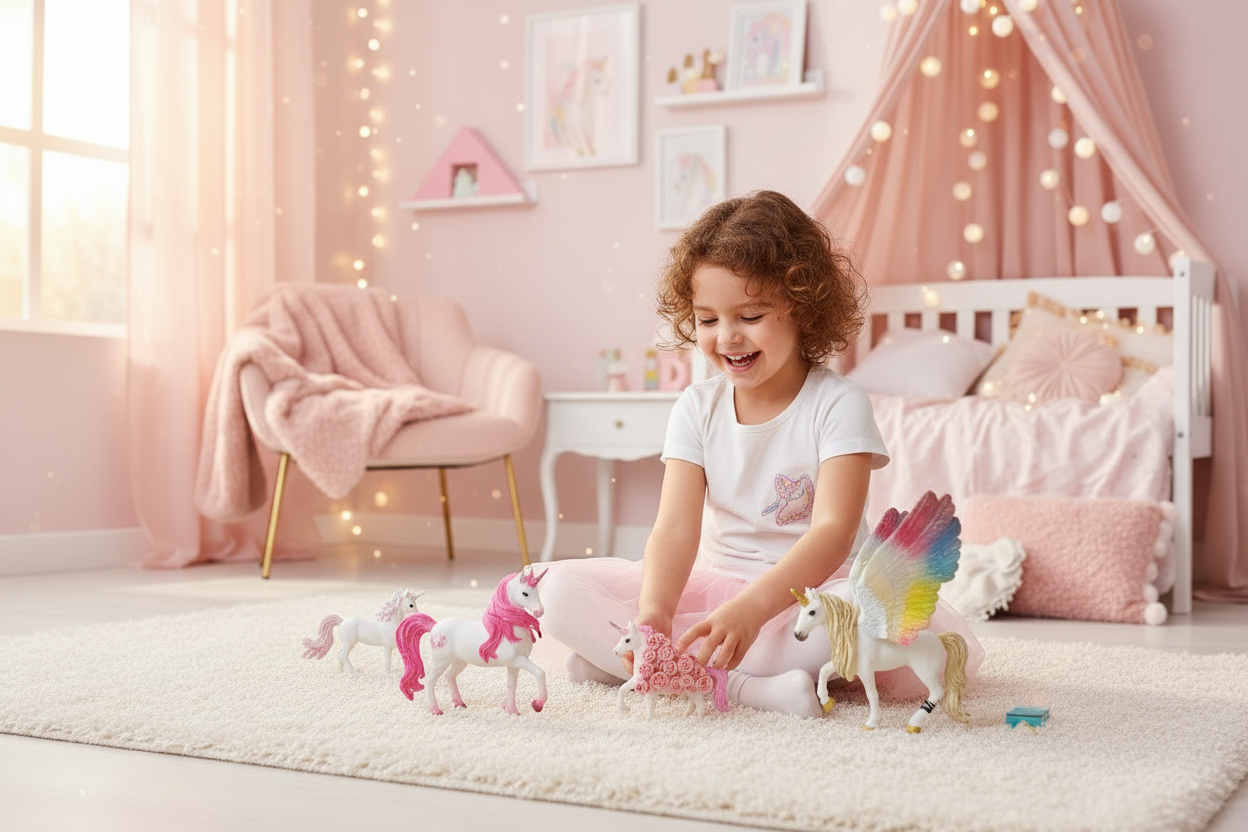 Fetita cu toti 3 unicorni