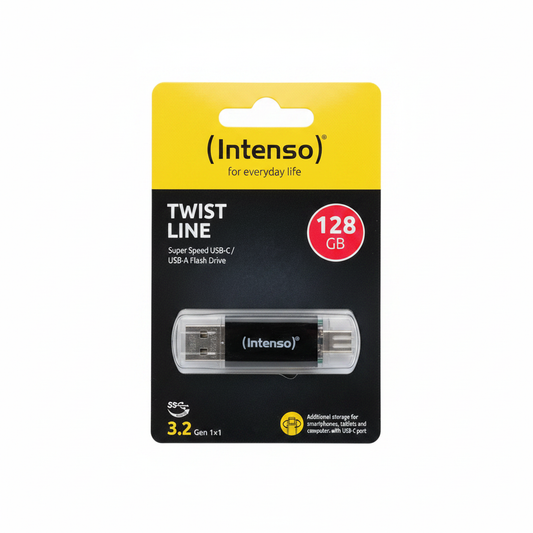 Intenso Twist Line 128GB USB-C & USB-A 3.2 Flash Drive – Schwarz – Neuware