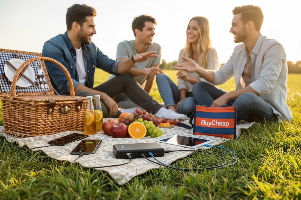 Intenso Powerbank F20000 lifestyle picnic încărcare 2 telefoane tabletă